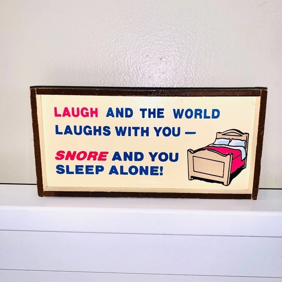 Vintage Other - Vintage Funny Snoring Wood Sign Humor